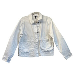 Eileen Fisher Womens XS White Long Sleeves  Button Down Light Jacket